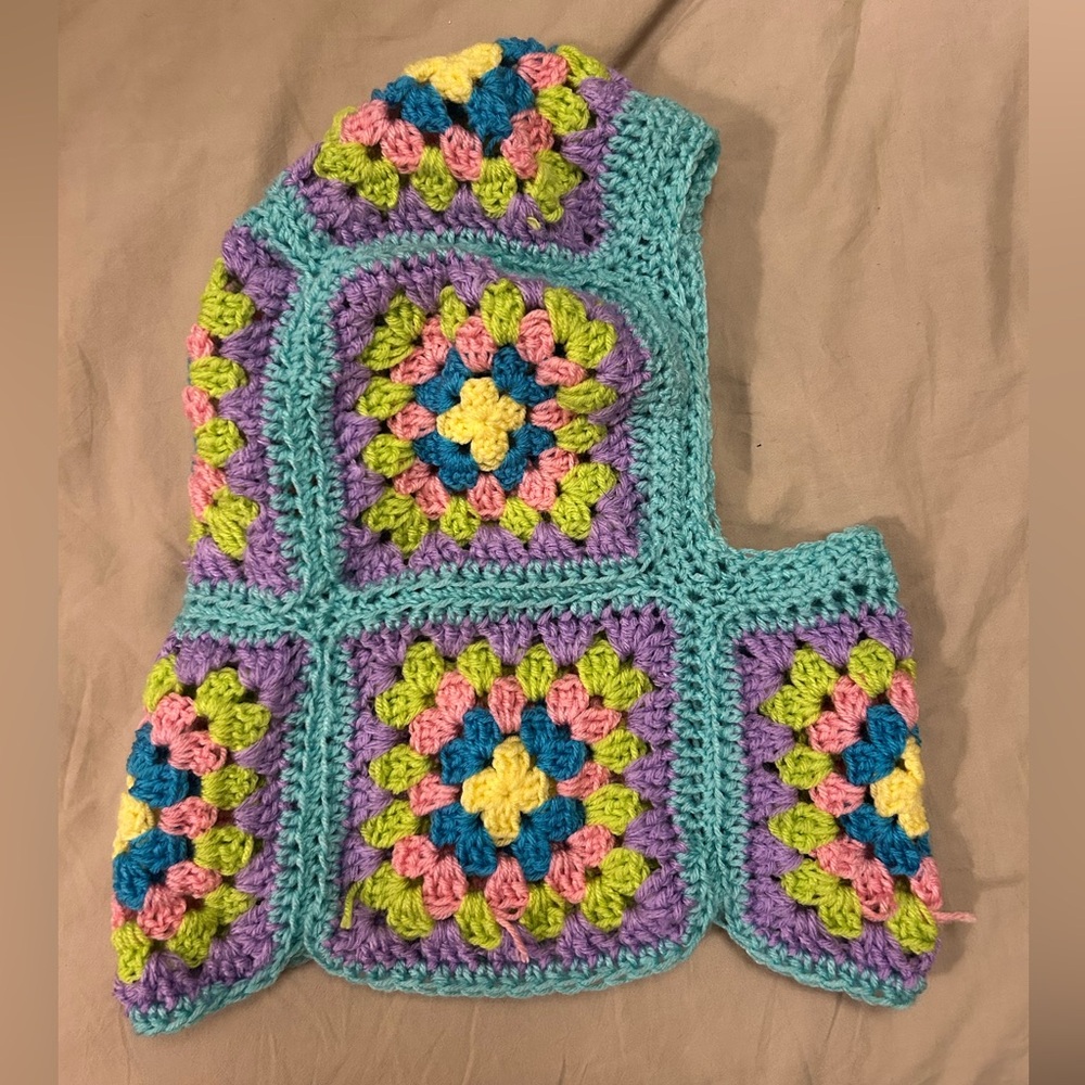 Handmade Colorful Crochet Granny Square Balaclava